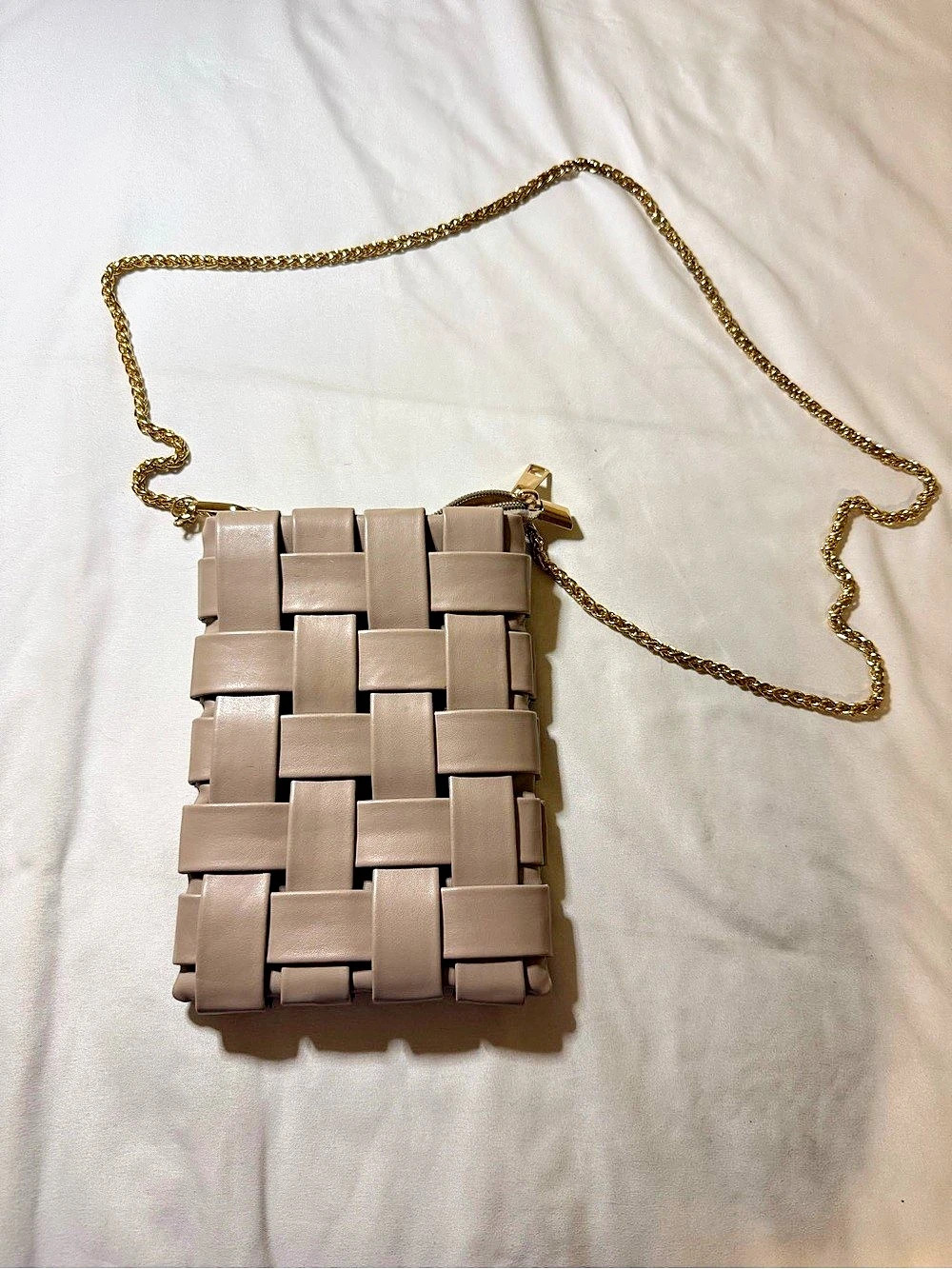 Anthropologie Woven Chain Crossbody Bag in Brown Like New